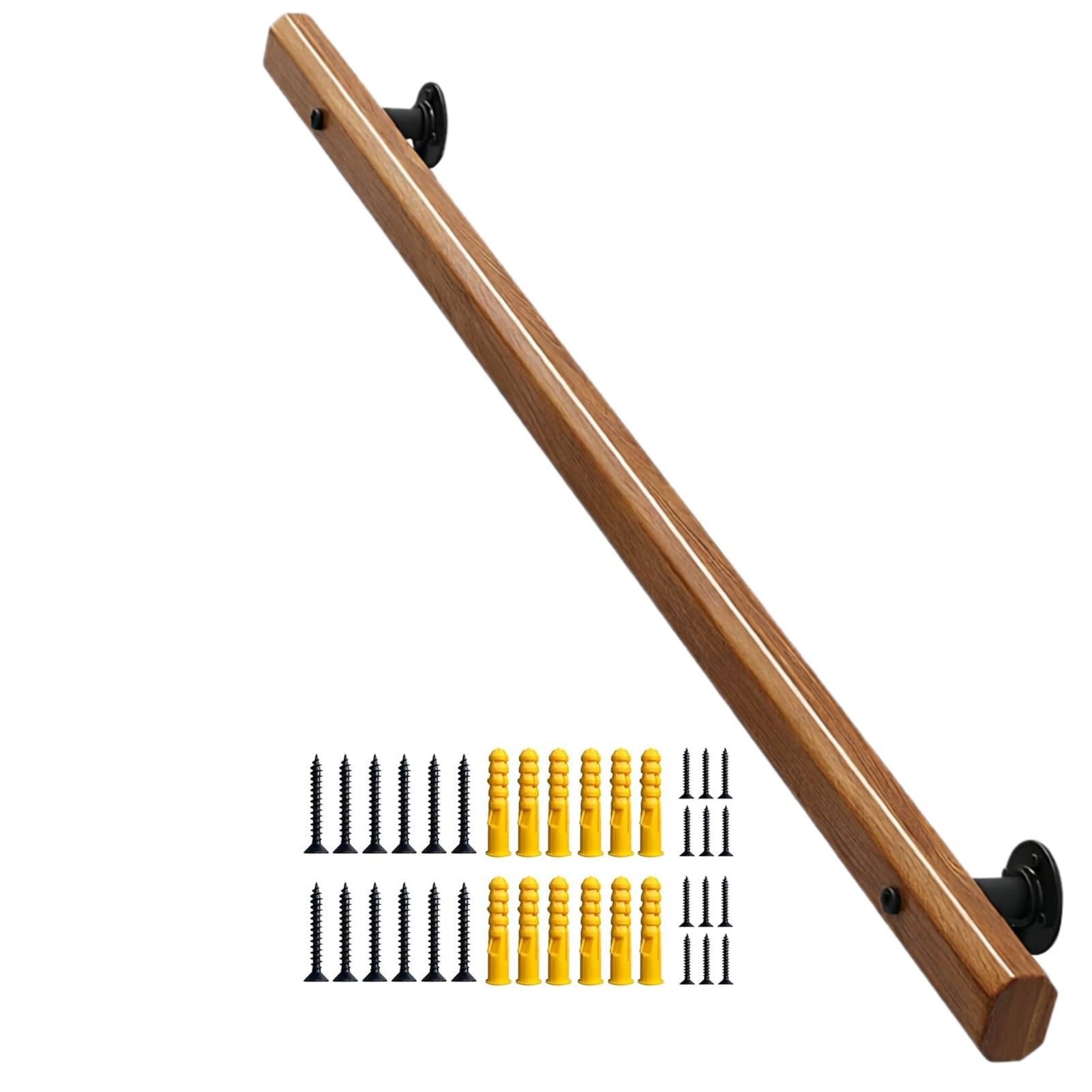 Wooden Stair Handrail, Wall-Mounted Hand Rail, 6ft/7ft/8ft/9ft/10ft Staircase Railings for Indoor Steps(8ft/240cm)