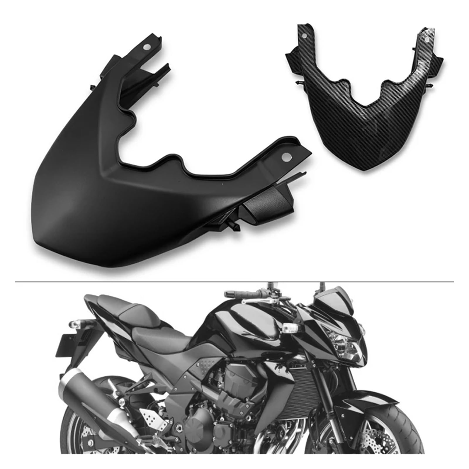 Per Kawasaki Per Z750 2007-2012 Per Z1000 Coda Posteriore Motociclo Sedile Posteriore Scudo Centrale Carena Motocicletta Aerodinamica Winglet Kit(Glossy Black)