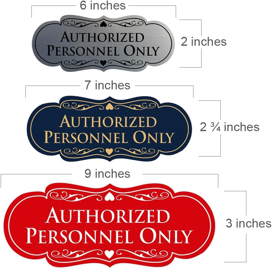 Signs ByLITA Designer Authorized Personnel Only Sign (Black/Gold) - Small 5 Pack