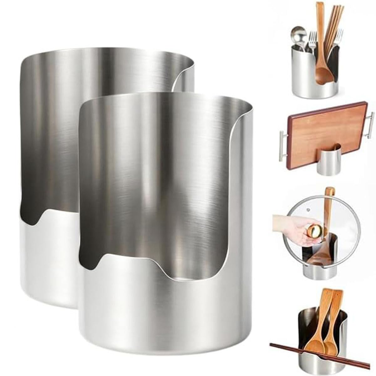 Multi-Functional Kitchen Utensil Holder, Steel Utensil Pot Lid & Spoon Rack