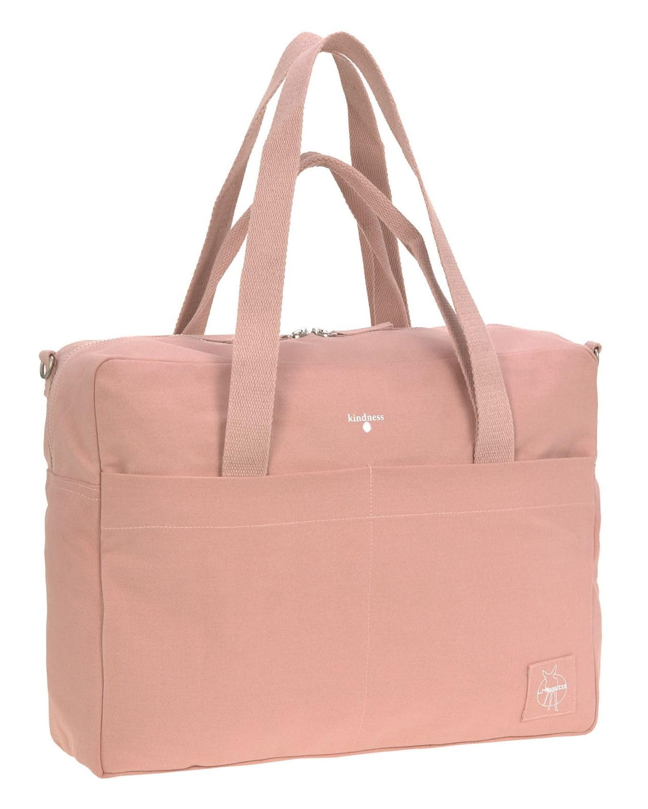 LÄSSIG Baby Wickeltasche Babytasche Kinderwagentasche inklusive Wickelzubehör Bio-Baumwolle waschbar/Green Label Cotton Essential Bag, Rose