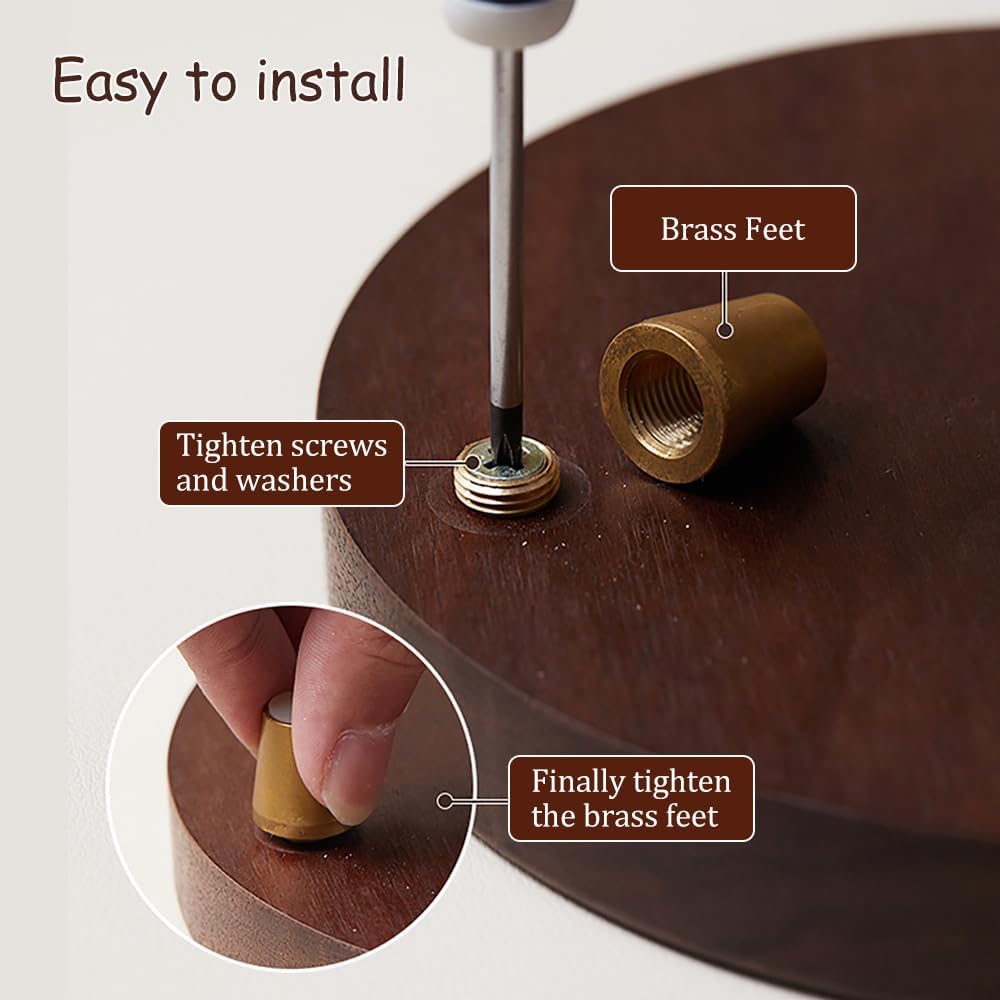 ZORZA 8Pcs Brass Wood Cutting Board Feet Furniture Feet with Screw Washer | 30MM+15MM,with Metal Hardware,Easy to Install,for Serving Tray Walnut Boards Jewelry Boxes Planter,Prevent Scratches Surface