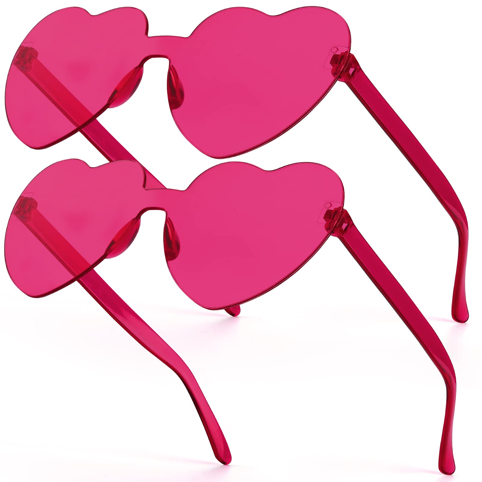 PROUSKY2 Pieces Round Sunglasses Women Hippie Glasses Heart Glasses Lovely Street Shoot Party Sunglasses Girls Rose Gold Frame Sunglasses for Teen Girls Women