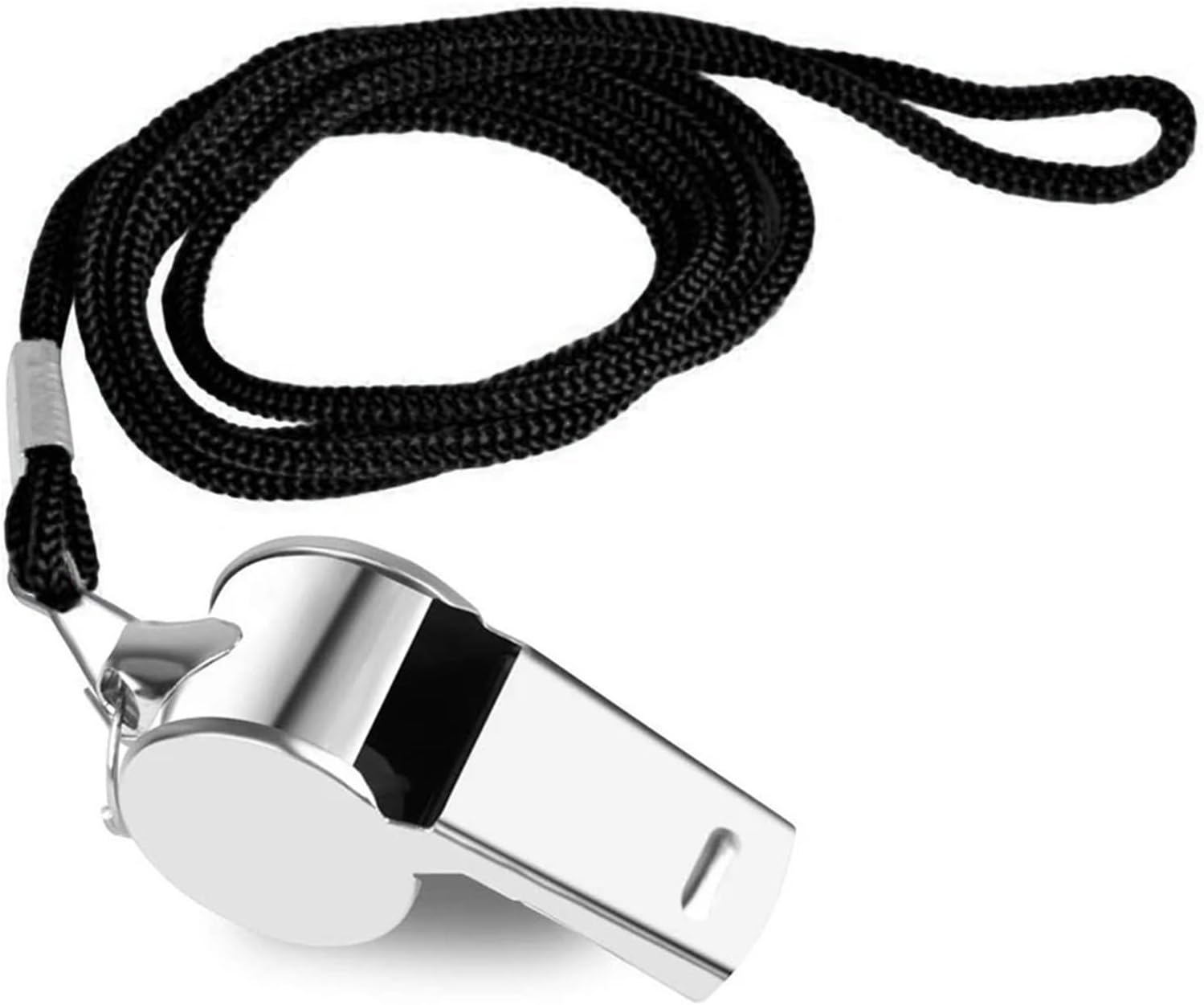 Emergency Whistle 24Pcs Metal Whistle Portable Extra Loud Sports Whistle Multipurpose Loud Crisp Sound Whistle for Football Basketball Training(Whistle Black Rope)