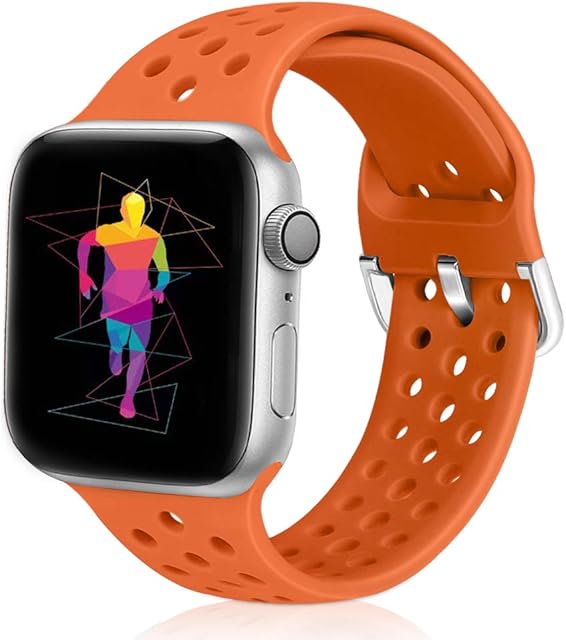 Runostrich Compatible with Apple Watch Strap 45mm 44mm 42mm 41mm 40mm 38mm, Soft Silicone Sport Breathable Replacement Band Compatible for iWatch Series 8/SE/7/6/5/4/3/2/1 for Women Men