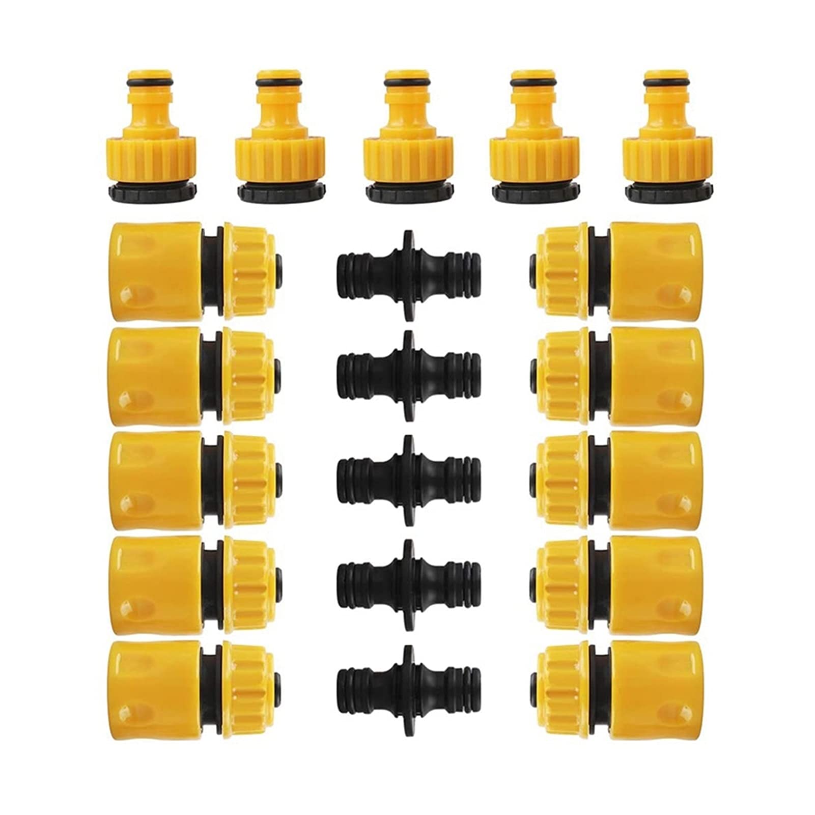 20 PCS Conjunto de conectores de manguera de jardín, conector de la manguera del conector Conectores de la manguera doble del extensor Conectores rápidos de la manguera Pistola de agua para jar