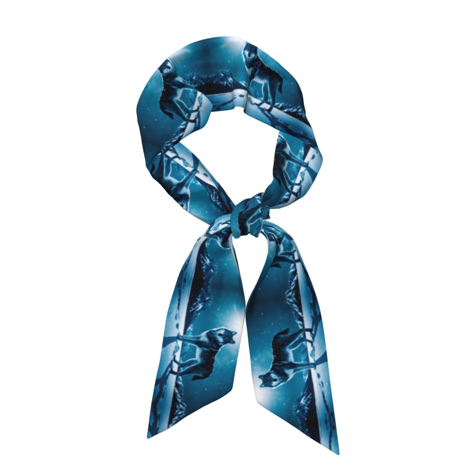 WZYWHJ Wolf on snowy mountain Printing Silk Scarf for Women 46.9 * 3.1 In Headband