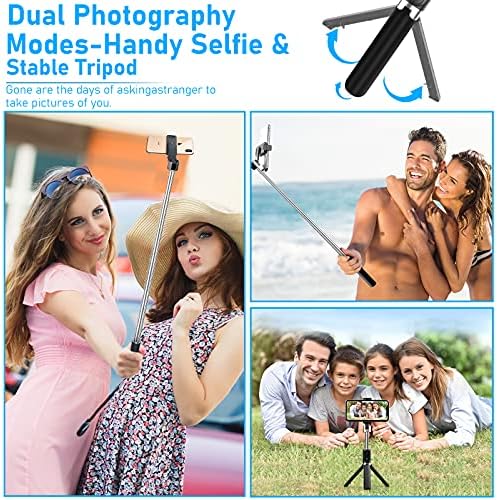 Selfie Stick Tripod with Detachable Wireless Remote, HIGAHY 3 in 1 Extendable Portable Bluetooth Selfie Stick & Phone Tripod Stand Compatible with Gopro, iPhone/Samsung/Huawei, etc.