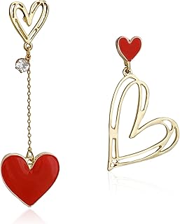 Mismatched Earrings Asymmetric Heart Earrings Dangle Cute Love Earrings Dangling Heart Earrings for Women Girls Heart Shaped Statement Earrings Heart Stud Earrings Cute Earrings Fun Earrings Gift for Valentines Anniversary