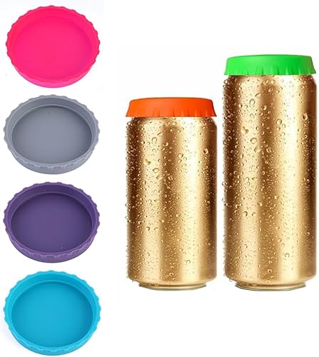 Paquete de 6 tapas de silicona para latas de soda, 6 colores reutilizables sin BPA, tapón o protector para refrescos, cerveza, bebidas, jugo,