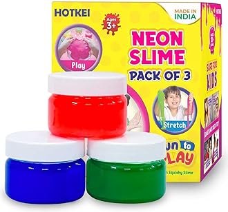 (Pack of 3 Neon Color Slime) Multicolour Scented DIY Magic Toy Slimy Slime Gel Jelly Putty Set kit Toy for Boys Girls Kids Slime 50 gm