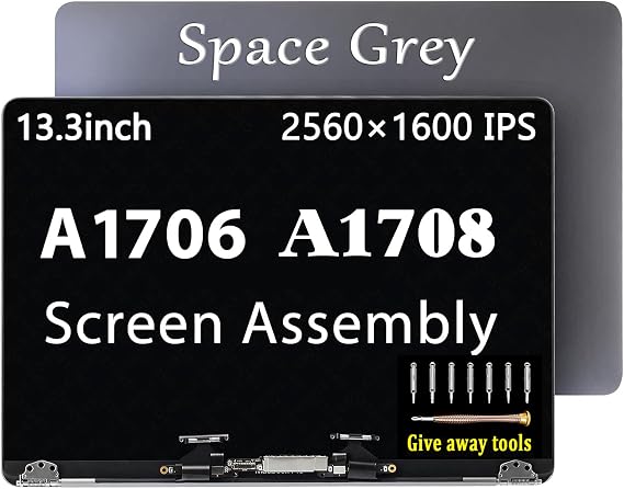 A1706 A1708 LCD Screen Replacement kit for MacBook Pro Retina A1706 A1708 Late 2016 Mid 2017 Full LCD LED Screen Assembly Display EMC 3071 EMC 3163 EMC 3164 MLH12 MNQF2 MPXV2LL/A (Space Grey)