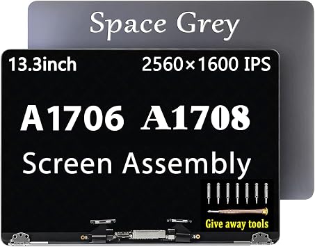 A1706 A1708 LCD Screen Replacement kit for MacBook Pro Retina A1706 A1708 Late 2016 Mid 2017 Full LCD LED Screen Assembly Display EMC 3071 EMC 3163 EMC 3164 MLH12 MNQF2 MPXV2LL/A (Space Grey)