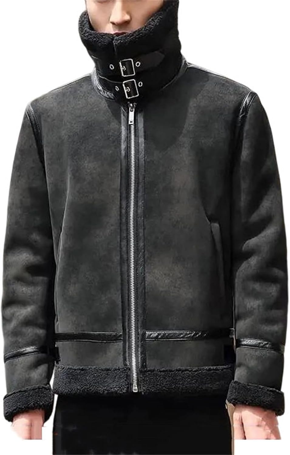 Men's Slim PU Leather Coat With Soft Fleece Liner Faux Fur Collar Winter Style Jacket Casual Daily Outerwear