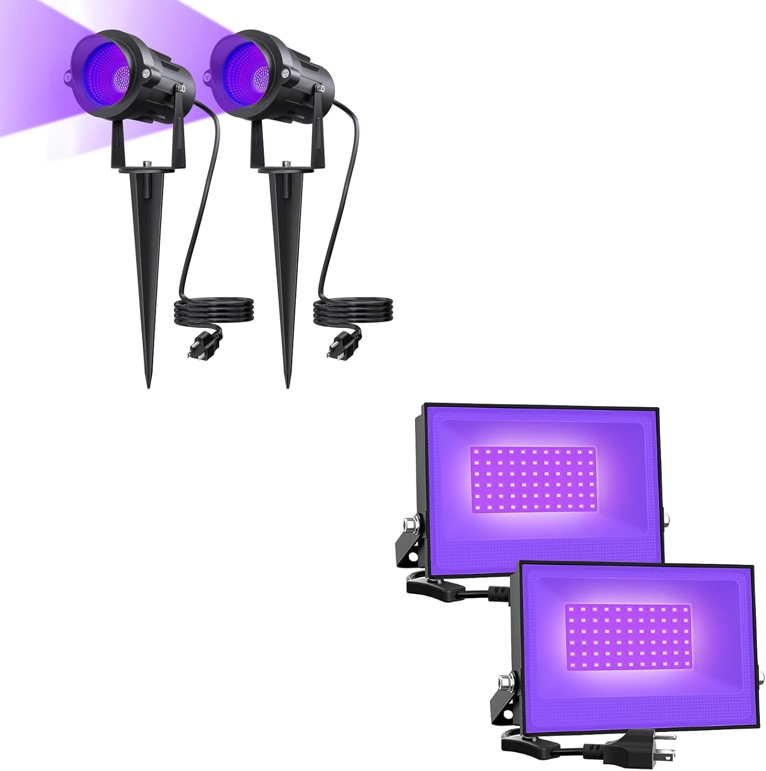 Onforu Black Flood Light 2PC & 18W Black Light Spotlight 2PC