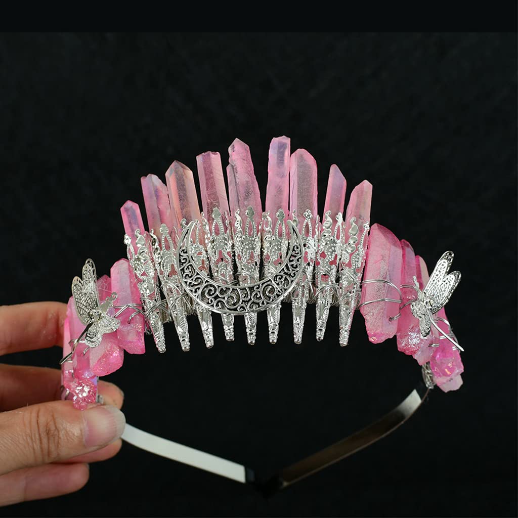 Corone in cristallo di quarzo con elegante copricapo decorativo diademi per capelli accessori per capelli al quarzo con
