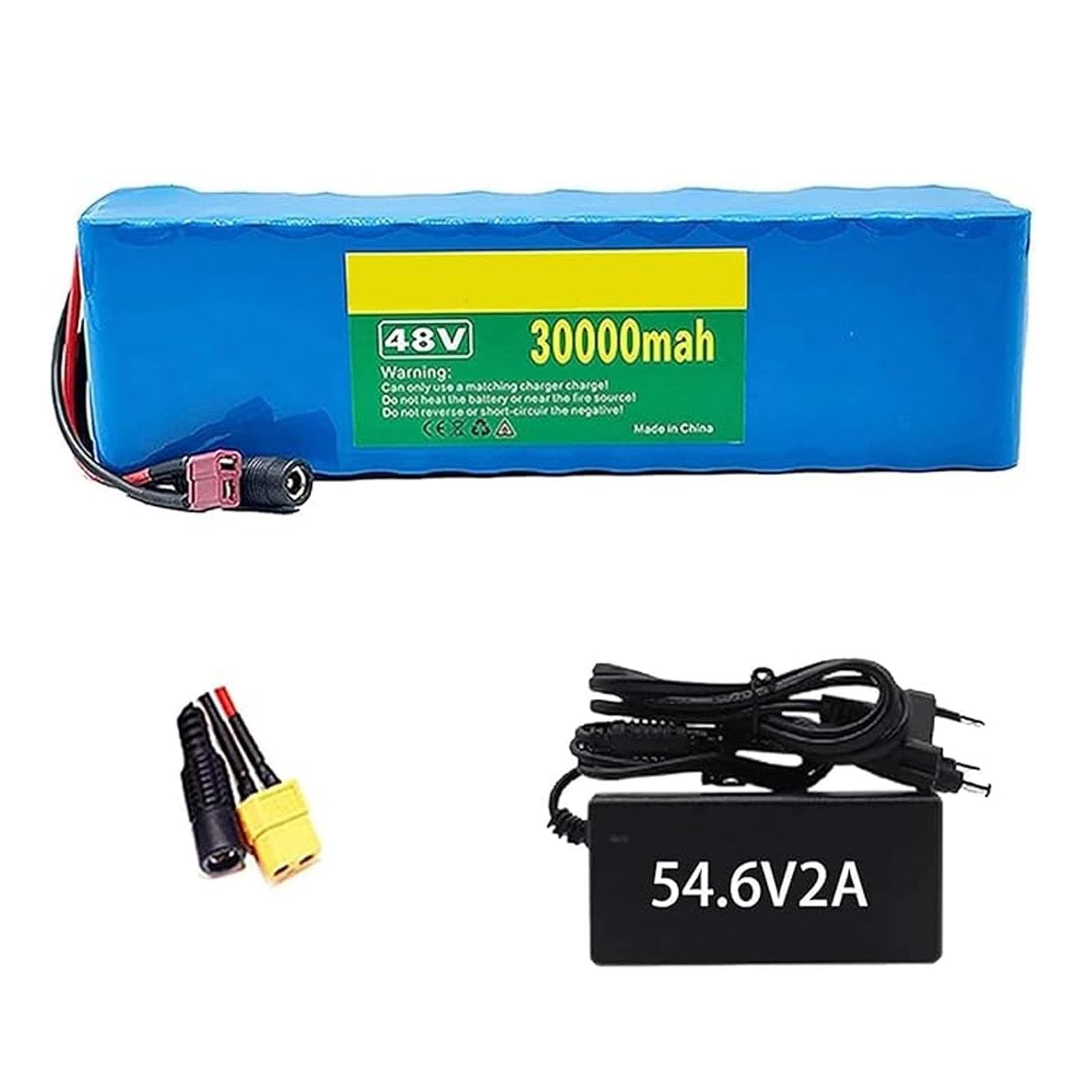 Batterie 48 V 30 Ah pour Trottinette Électrique, Batterie Au Lithium pour Vélo Électrique, Pack Batterie Au Lithium avec Chargeur, Batterie 48 V pour Trottinette, XT60 48V 30AH,XT60 Plug