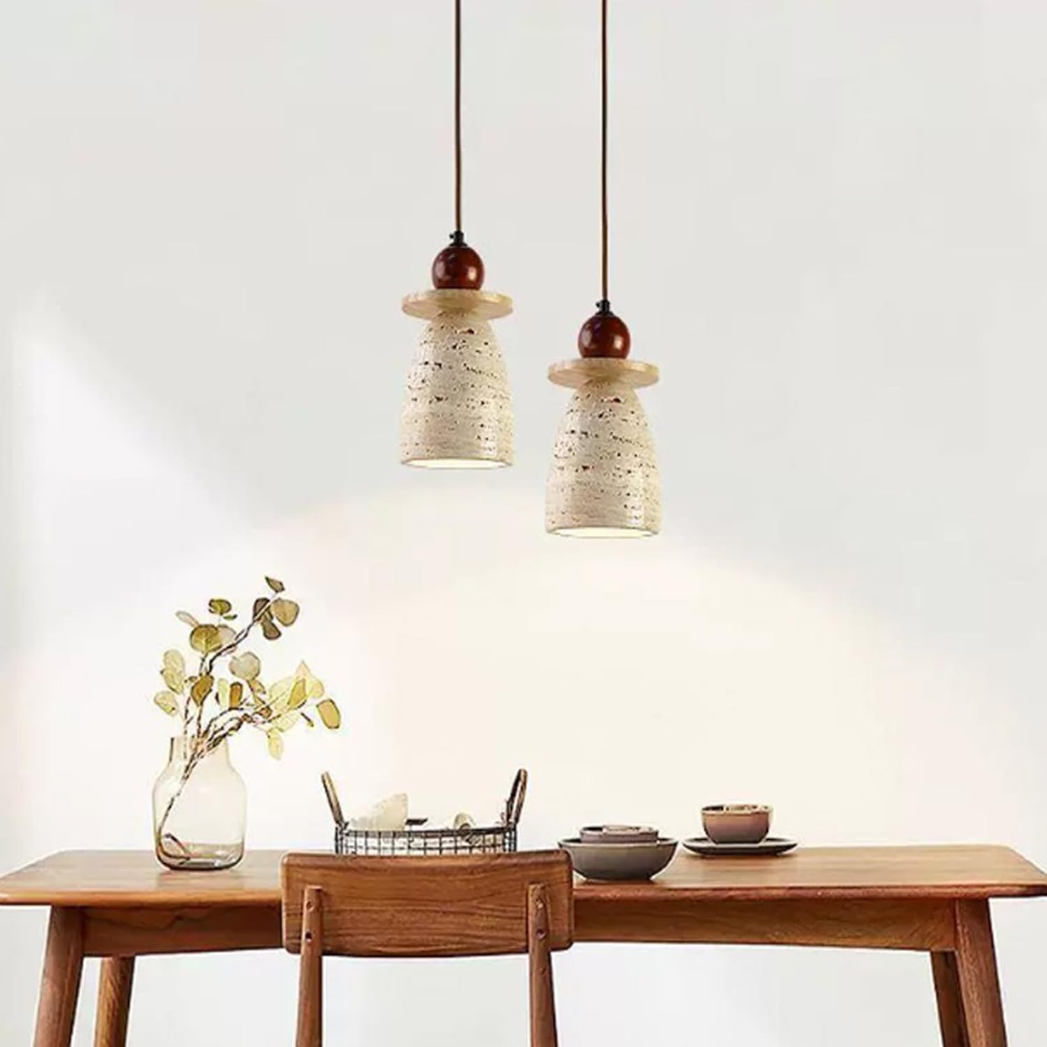 Lampada a sospensione in travertino giallo Lampadario a da 8,6 pollici in pietra di porosa naturale Decorazioni for la casa Illuminazione Decorazione