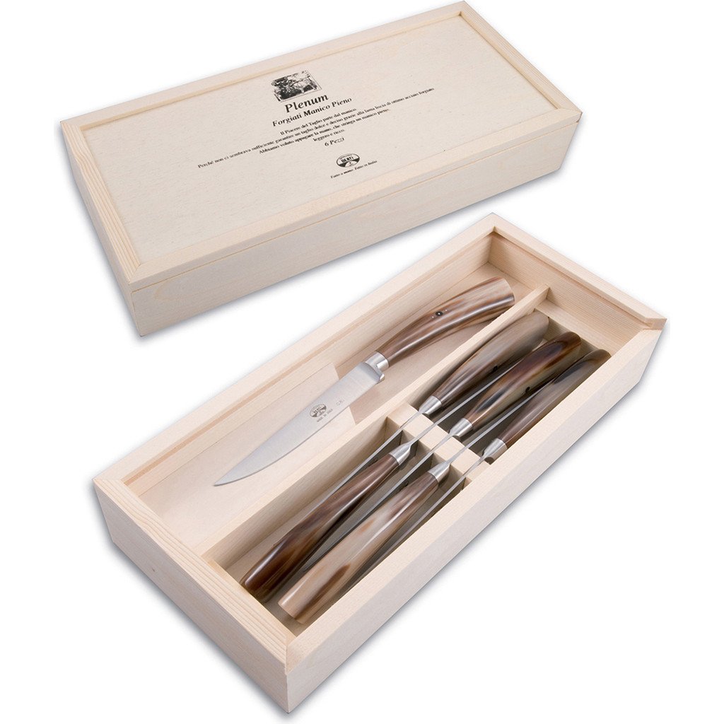 Set of 6 Plenum Steak Knives | Ox Horn Handles
