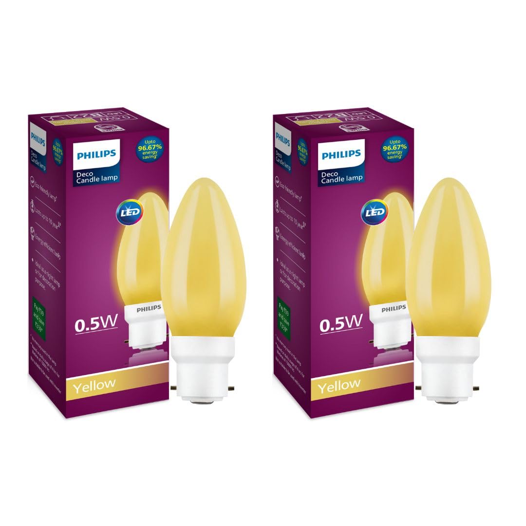 PHILIPS LED Deco Yellow 0.5W Glass Candle (Pack of 2) (B08WHPM6RW) Amazon Price History, Amazon Price Tracker