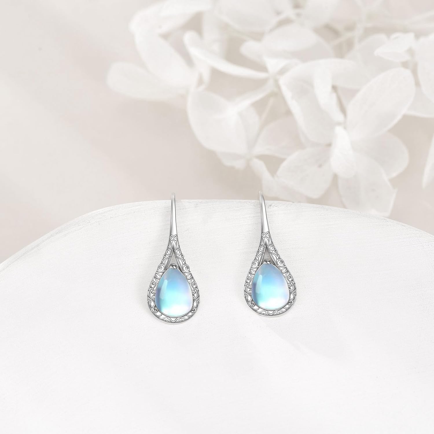Dangle Drop Earings Stering Siver Pull Through Teardrop Gemstone Earrings Jewelry Birthday Gifts for Women - Image 3