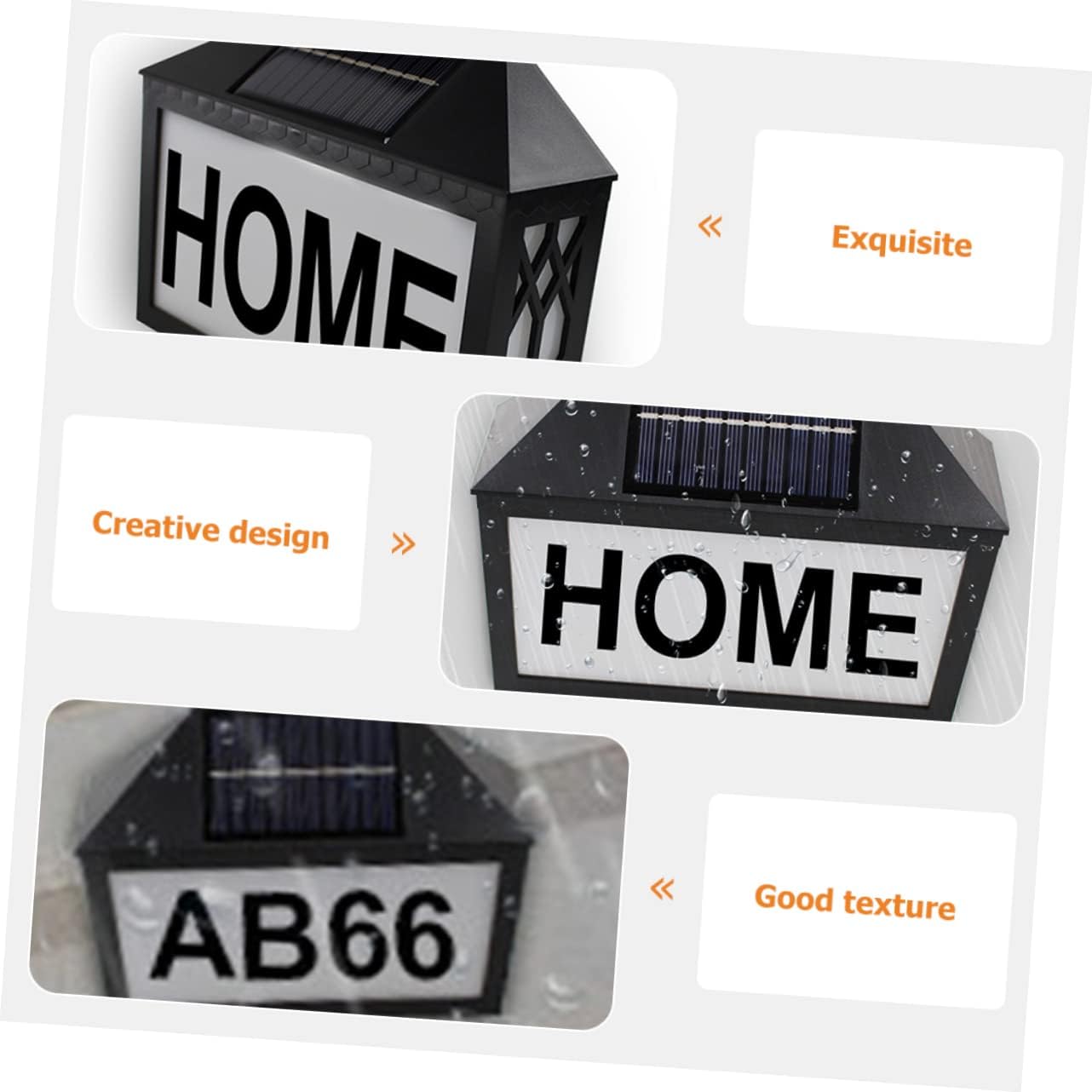 Housoutil 4pcs Solar Powered Address Sign Light Warm Led for House Numbers Outdoor Lamp for Easy Installation for