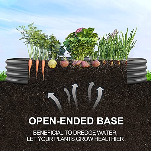 Image of Land Guard 6x3x1 ft Galvanized Raised Garden Bed Kit, Raised Garden Boxes Outdoor, Oval Metal Raised Garden Beds for Vegetables, Flowers, Herbs(Grey)