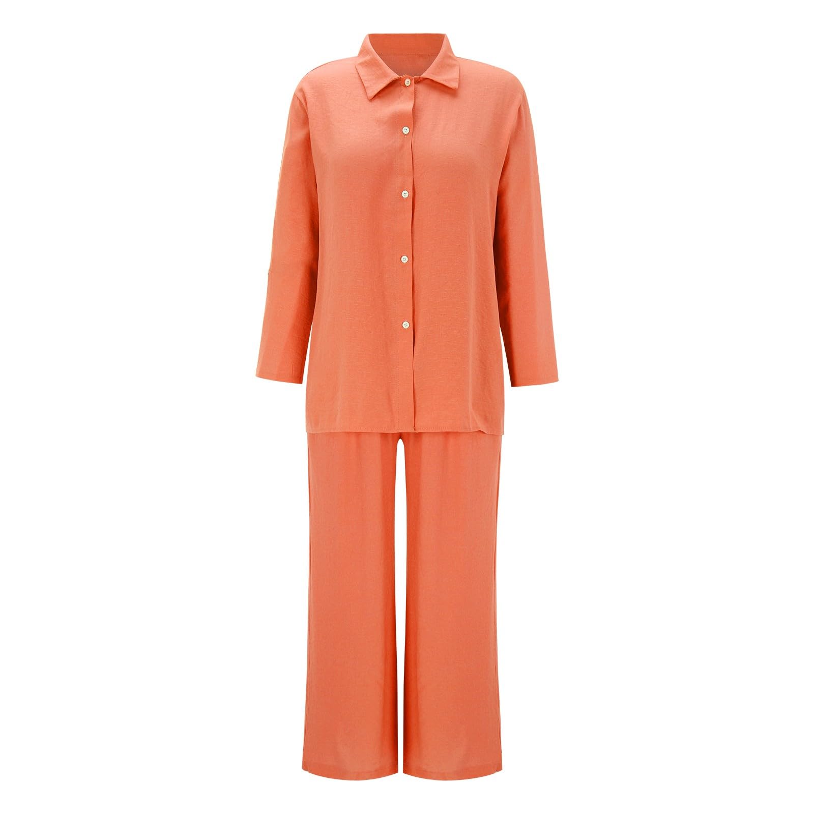 Traje de lino de verano para mujer, traje de trabajo de dos piezas, ropa de