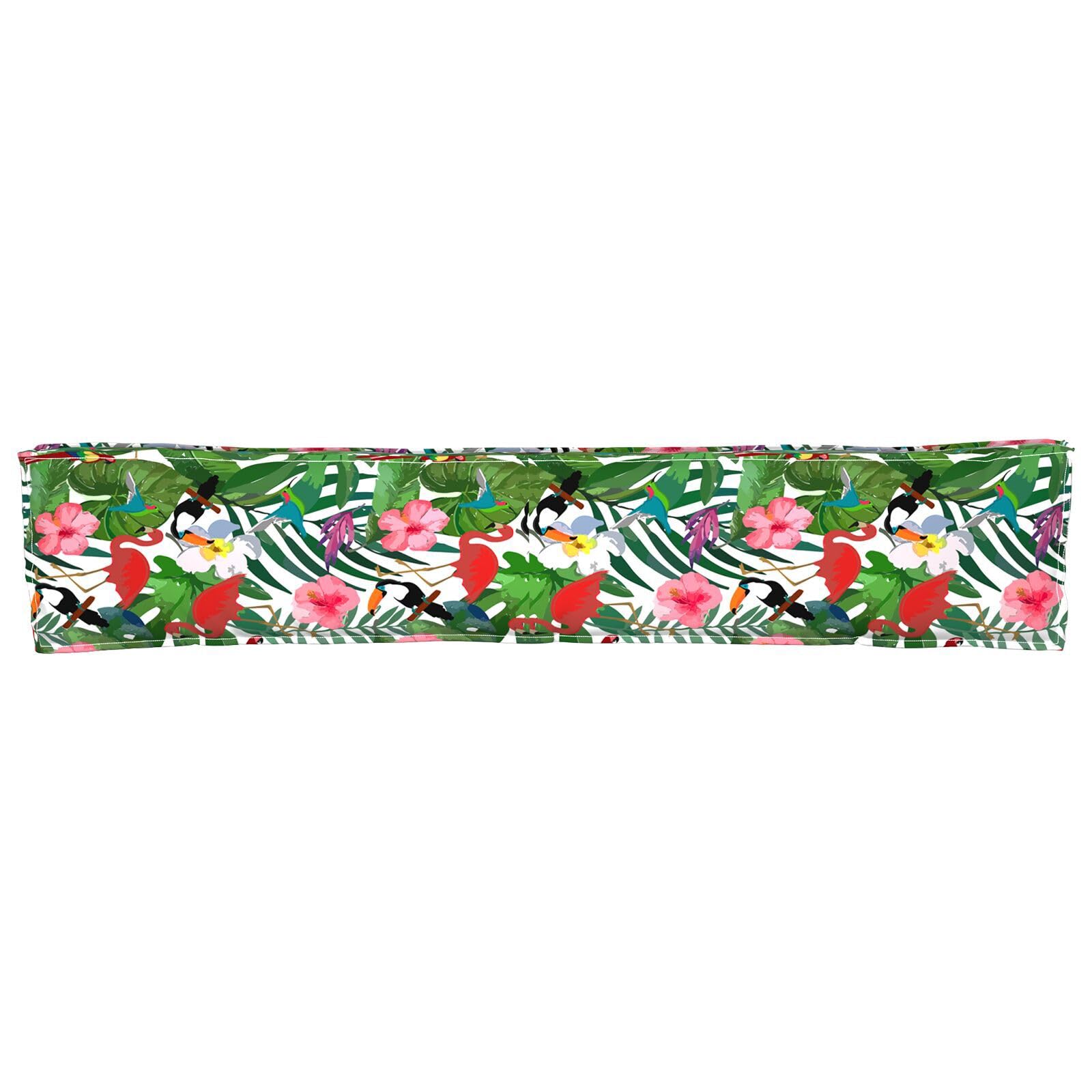 Tropikalna poduszka na ławkę w dżungli 200 x 40 x 8 cm tkanina Oxford ze zdejmowaną poszewką i kwiatowym wzorem do użytku na zewnątrz i wewnątrz, trwały materiał poliestrowy
