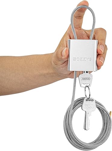 Vista 13 de Candado de cable con 3 llaves Candado de cable de acero ajustable de 3.28 pies de largo (3.3 ft), D 1/6 pulgadas (0.157 in) Cerraduras