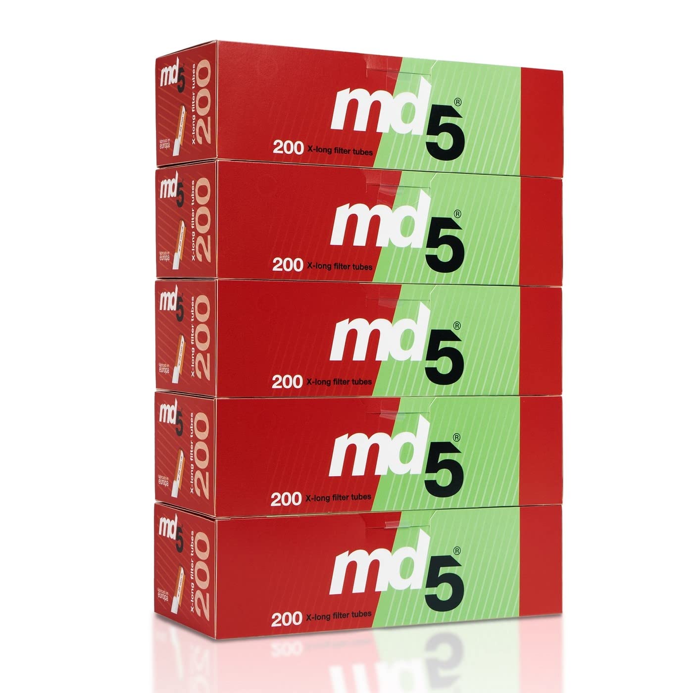 50 cajitas de tubos con filtro para rellenar MD5 200 FILTRO LARGO. Tubos vacíos con filtro largo para entubar. 10000 tubos para cigarrillos.