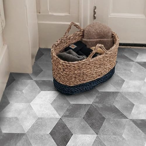 Miniatura 7 de funlife 18 tablones hexagonales grandes de vinilo de lujo, azulejos con aspecto de piedra, despegar y pegar, impermeables, autoadhesivas, suelos de