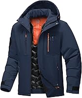 Vista 1 de Chaqueta térmica impermeable a prueba de viento para hombre, con capucha, aislada, ligera, abrigo de nieve de invierno con múltiples bolsillos