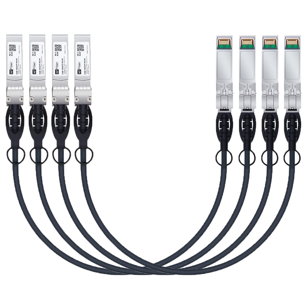 4 Pack SFP+ Cable, 10G SFP+ DAC, 0.5M(1.64ft), Passive Direct Attach Copper Twinax Cable for Cisco SFP-H10GB-CU0.5M, Ubiquiti UniFi UC-DAC-SFP+, Meraki, Mikrotik, Intel, Fortinet, Netgear