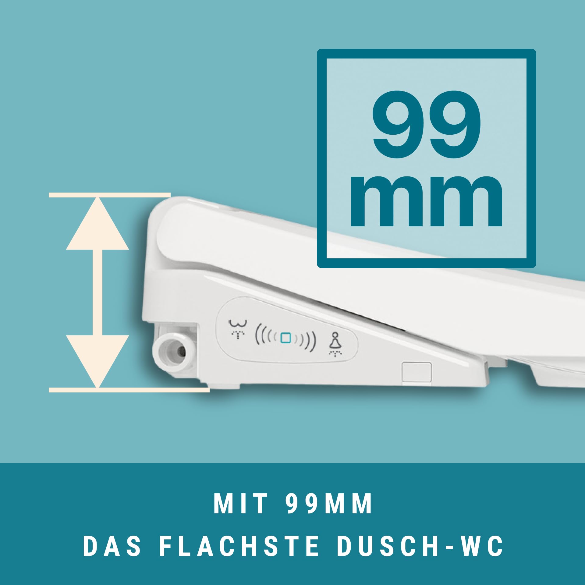 O100-V Dusch-WC Aufsatz - V-Form - mit Seitenbedienteil & Booster-Funktion für mehr Druck -