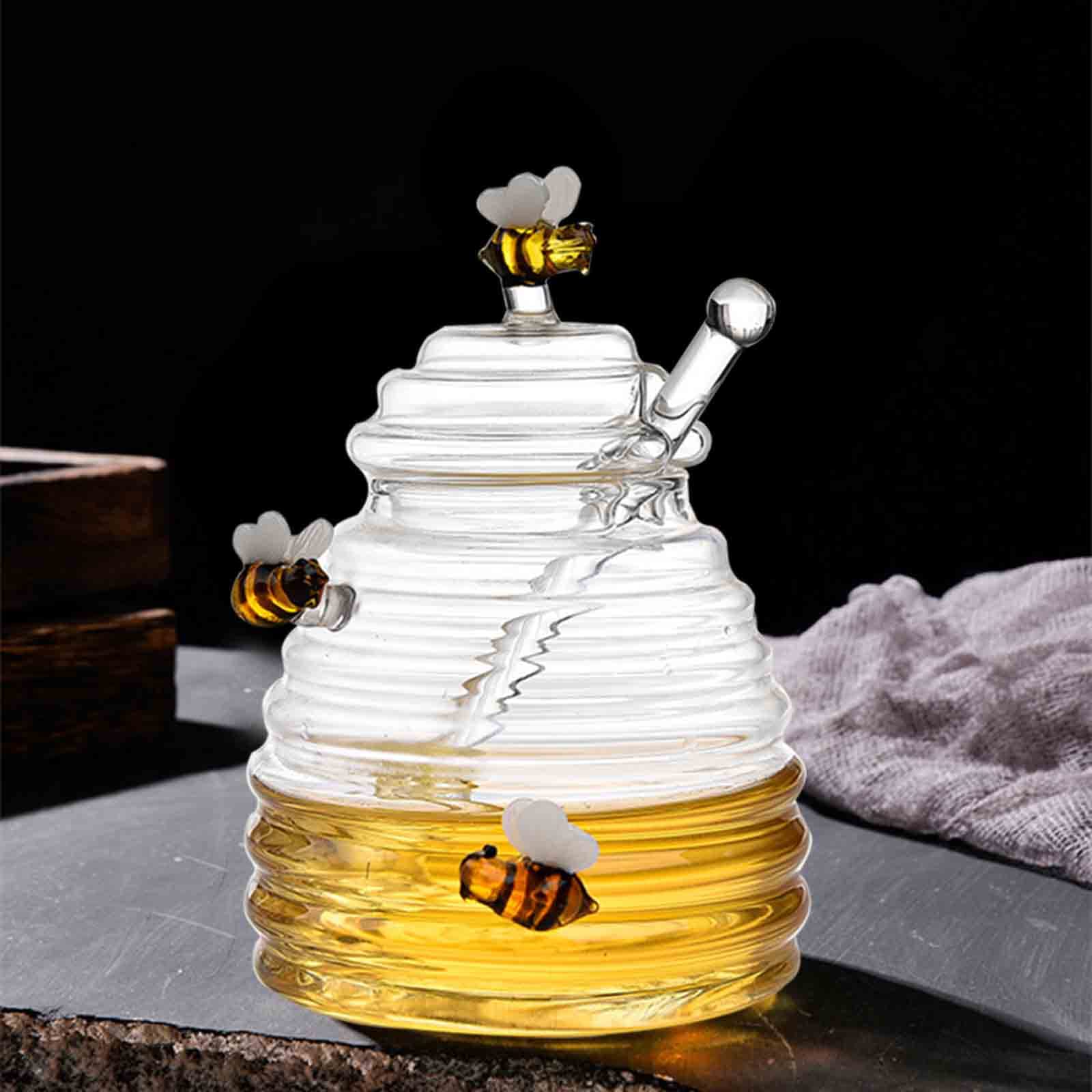 Barattolo Miele In Vetro Da 500ml Con Coperchio In Bambù E Cucchiaio - Dispenser Elegante Per Cucina - Foto 11