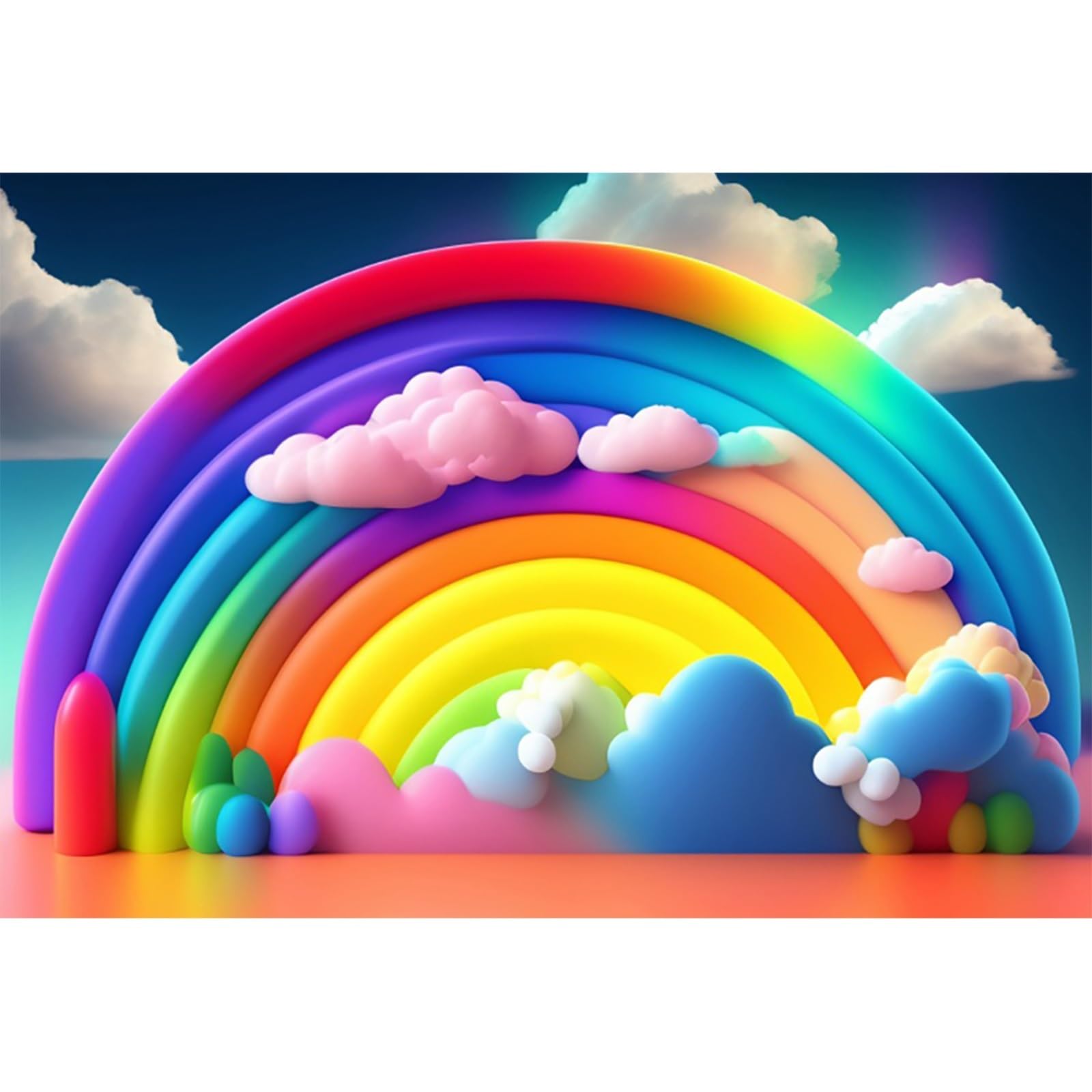 YongFoto 3x2m Bambini Sfondo Arcobaleno colorato Nuvole Cielo Blu Sfondo di fotografia per bambini Festa di compleanno New Born Cake Table Baby Shower Photo Booth Studio oggetti di scena