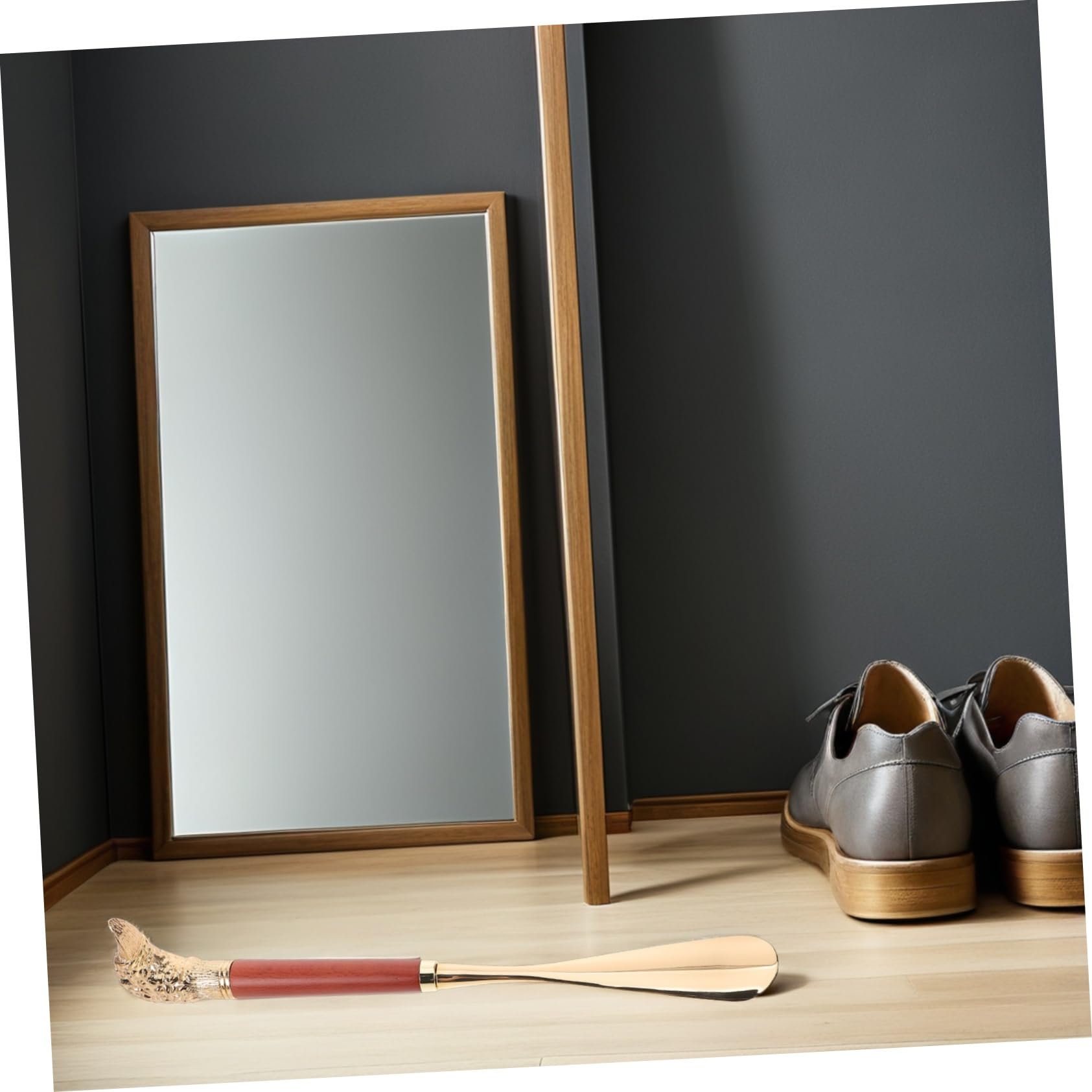 Calzascarpe per Indossare Scarpe Manico in Legno in Metallo Ausilio Ergonomico Accessorio Portatile per Anziani e Donne per Viaggi e Uso Quotidiano