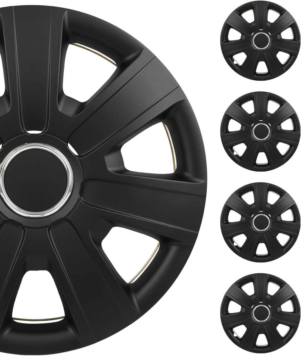 SCITOO(4-Pack) Stylish 14-Inch Black hubcaps, Compatible with Various Vehicles, Easy Installation, Durable & Beautiful