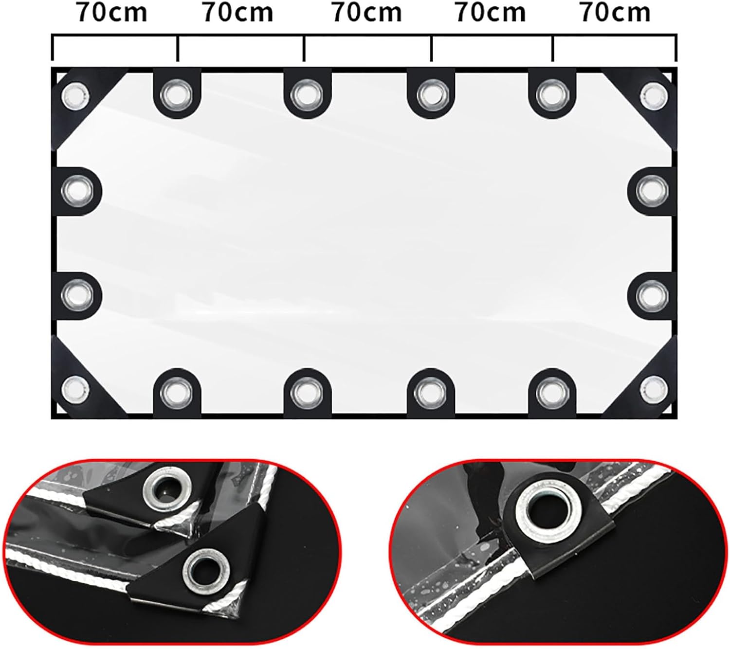 Clear Tarpaulin with Grommets Waterproof PVC Vinyl Transparent Tarp Plastic Roofing Sheets for Covering Garden Plant Camping Supplies(1.5x1.5m)