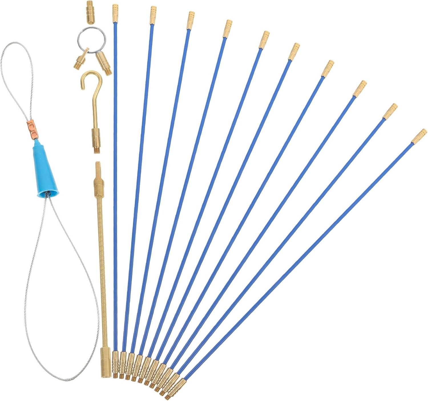 Ciieeo Fiberglass Electrical Fish Tape Cable Pulling Tool Kit 33cm, 10pcs Wire Running Rod Set for Wall Fishing and Conduit Installation
