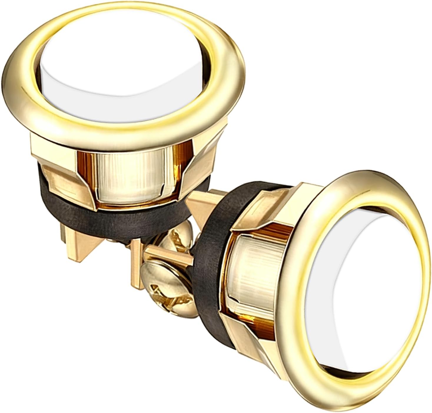 2 Pack Lighted Doorbell Button Replacement, Easy to Install Wired Doorbell Button, Push Door Bell Ringer Kit Round Rim with Lighted Center(Gold), Suitable for Renovating Home, Fixing Broken Doorbell