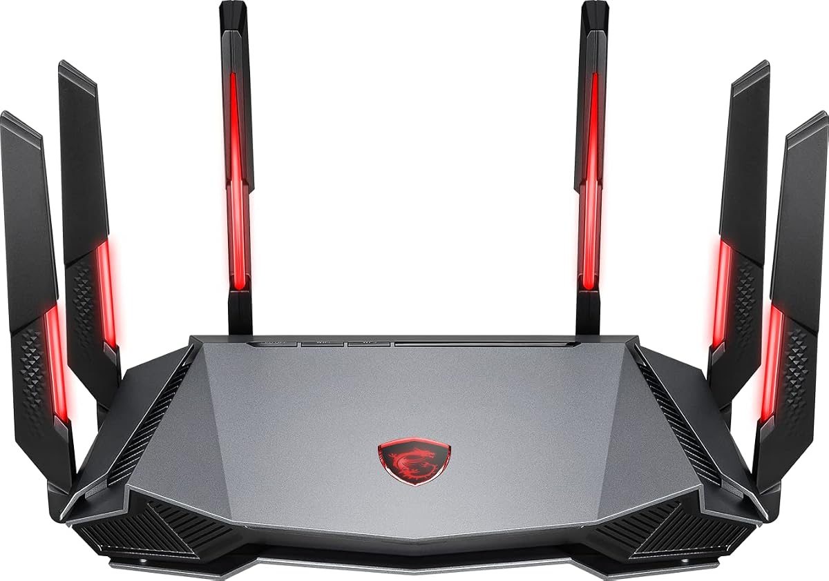 Radix AXE6600 WiFi 6E Tri-Band Gaming Router, AI QoS, RGB, 1.8GHz Quad-Core Processor, MU-MIMO, Tri Band Gigabit Wireless, 8-Stream, High Speed Long Range Gaming Router