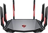 MSI Radix AXE6600 WiFi 6E Tri-Band Gaming Router, AI QoS, RGB, 1.8GHz Quad-Core Processor, MU-MIMO, Tri Band Gigabit Wireless, 8-Stream, High Speed Long Range Gaming Router
