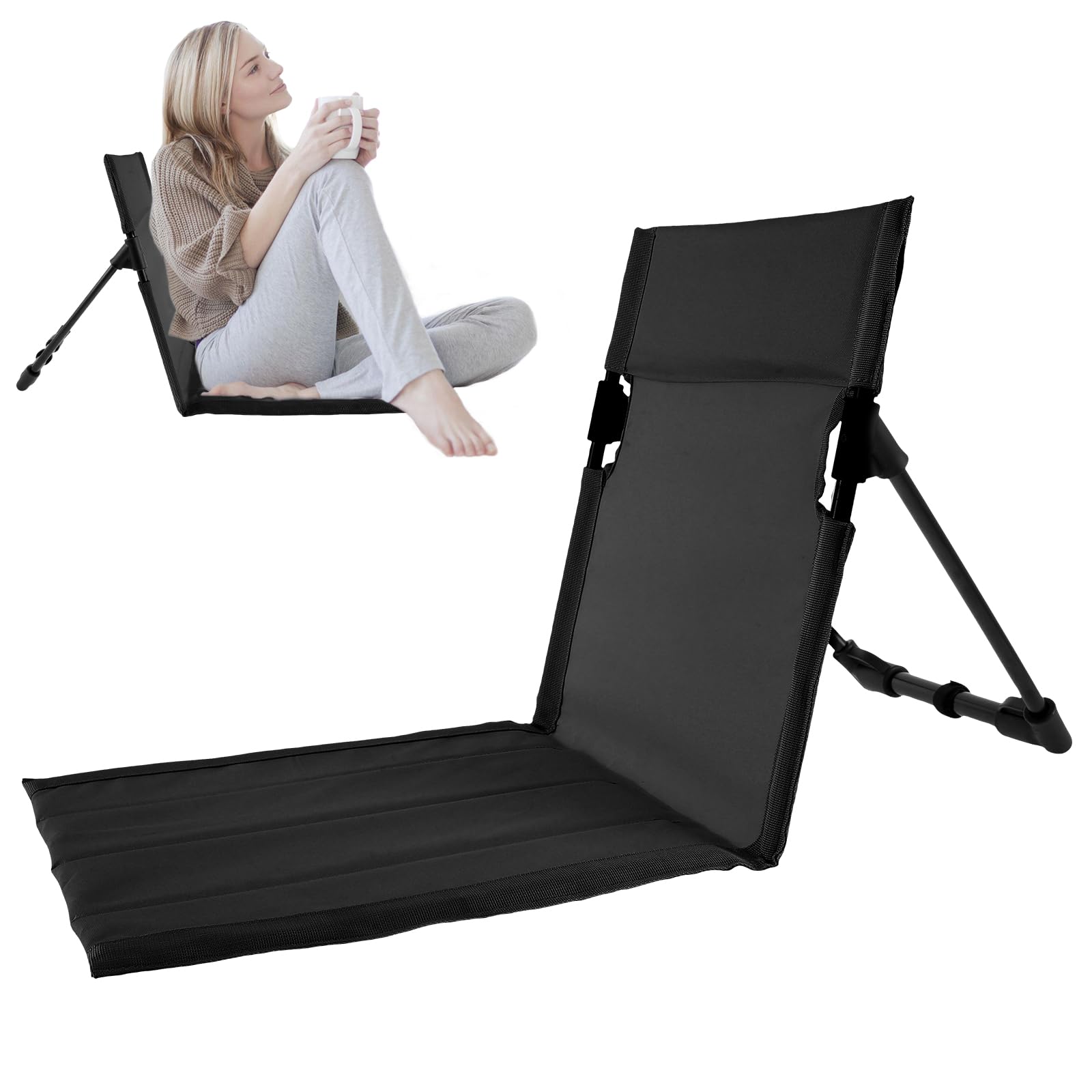 Folding Beach Chair Lightweight Camping Floor Chair with Storage Bag Portable Seats Low Beach Chair Fold up Chair Sun Lounger Back Chair for Fishing Barbecues Hiking Traveling Outside Activities