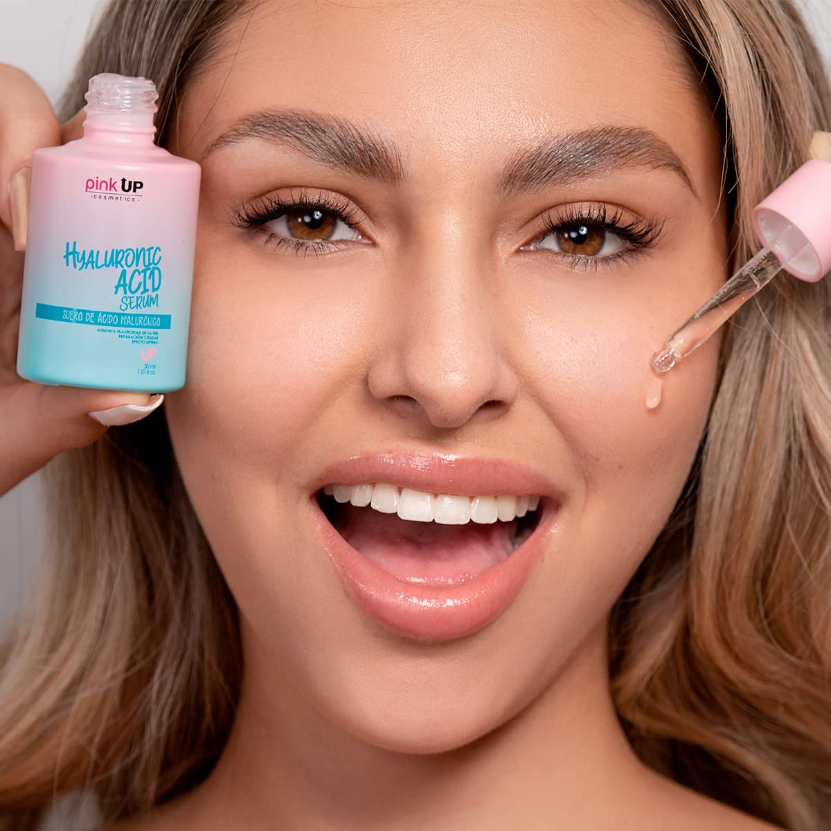 PINK UP Siero all'acido ialuronico, idratazione profonda della pelle del viso, riduce le linee di espressione, non appiccicoso, siero viso, 30 ml, modello PKSK07