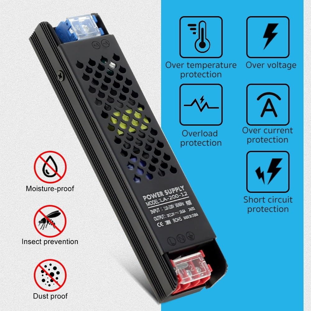 Controlador LED Adaptador de Fuente alimentación for Tira LED 60 W, 100, 200, 300 y 400, Controlador 110 V, 220 a 12 24, Transformador iluminación Ultrafino(12V 300W)