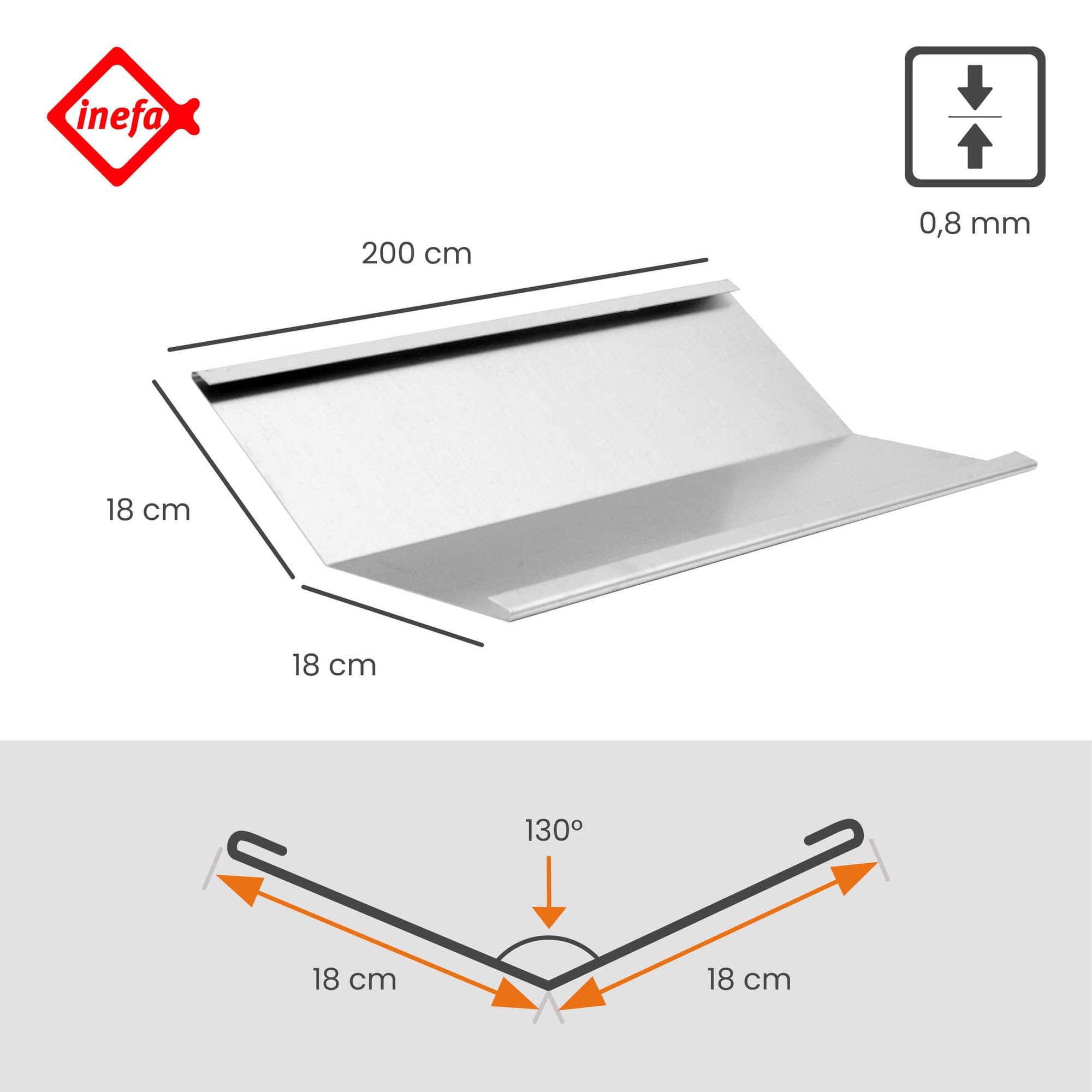INEFA 200cm Solin en Aluminium avec Pli d'Eau Aluminium Argent Tôle de Toit