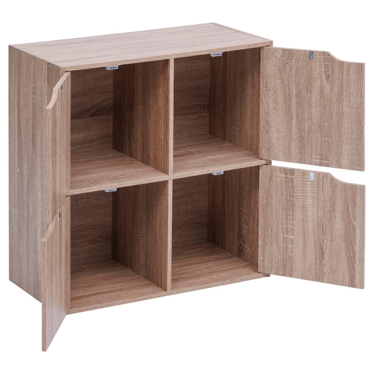 5Five - Scaffale contenitore con ante miste beige - 4 scomparti - 67,5x32x67,5 cm - Organizzazione della casa, soggiorno, camera da letto, accessorio per ufficio