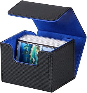 PpAaJK 100+ Caja de Cartas de Juego con Cierre Magnético para Cartas de Juego, Protectora, Negro y Azul